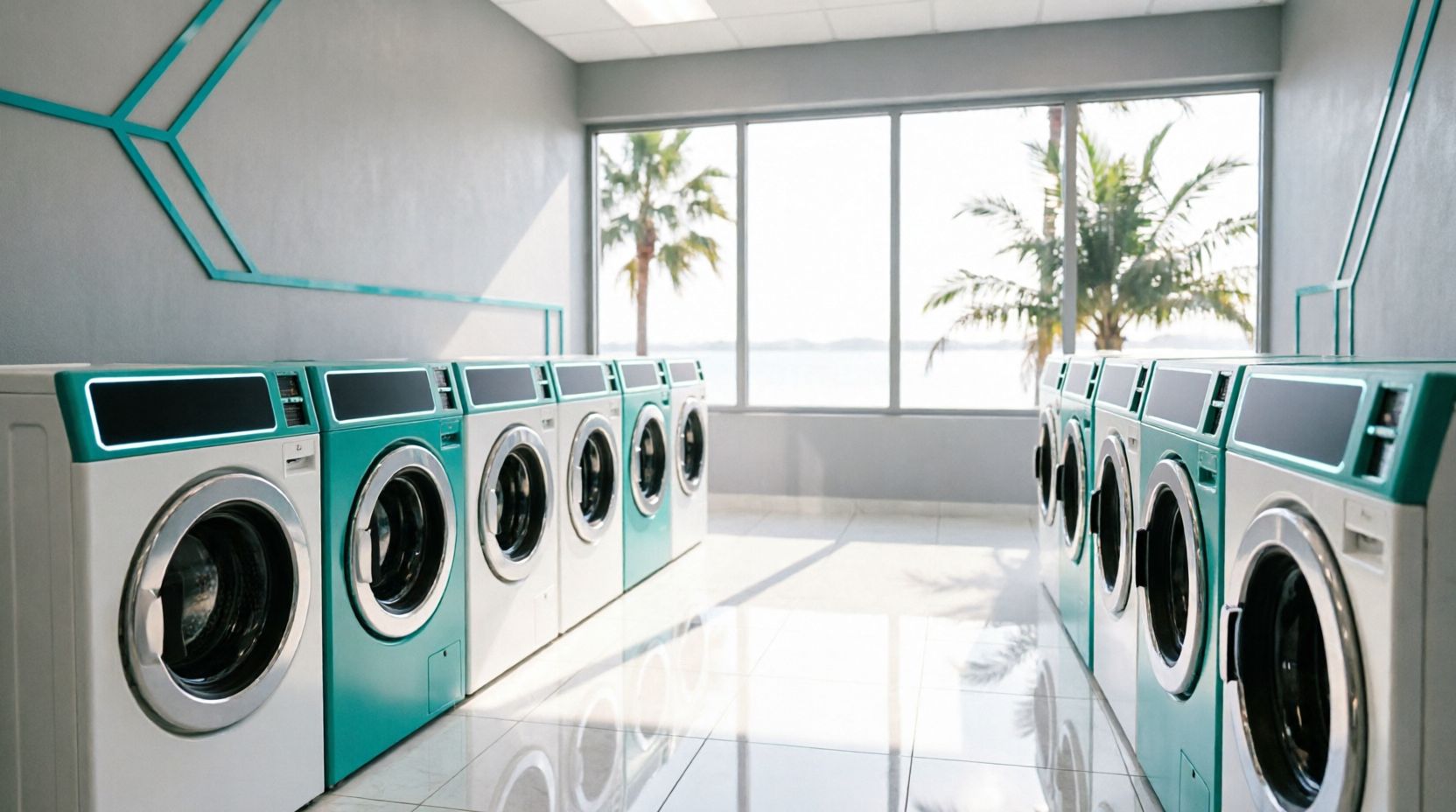 Clean and modern laundromat interior